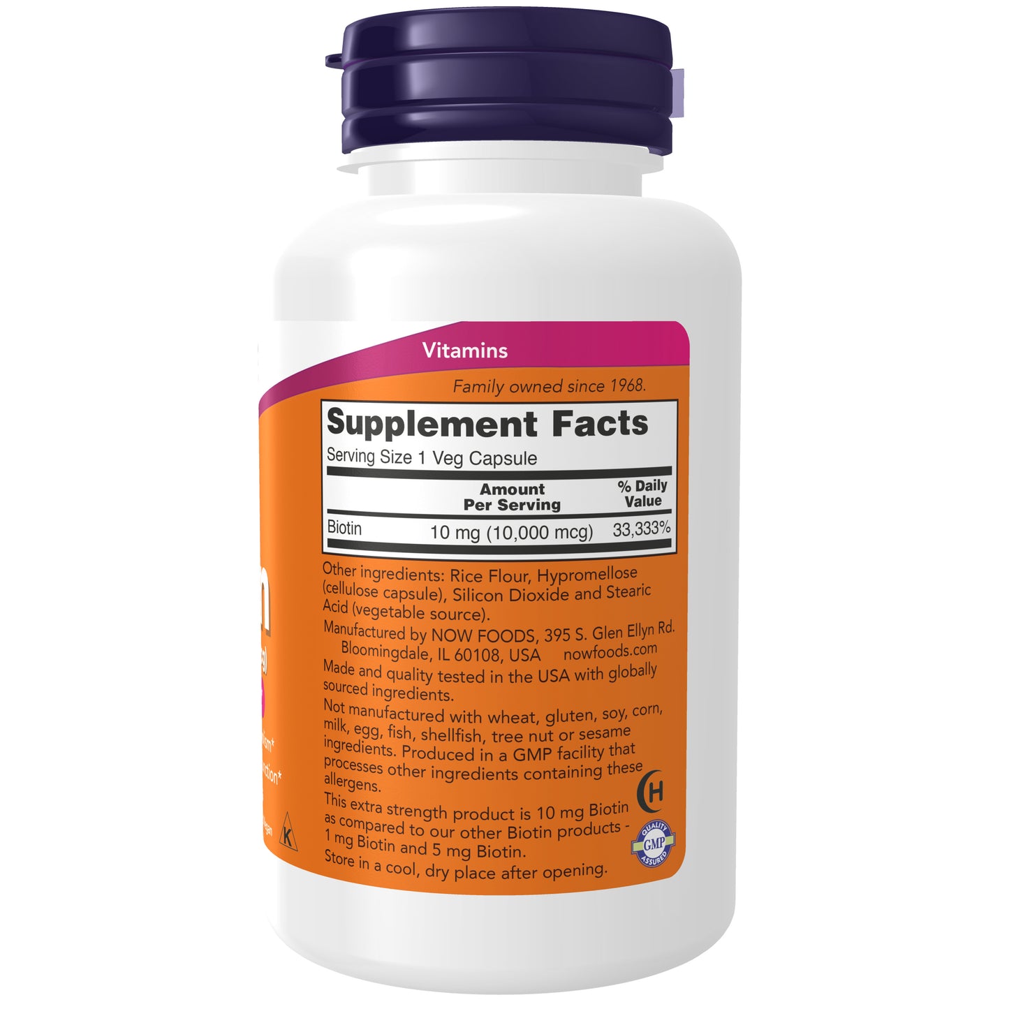 Biotin 10 mg (10,000 mcg), Extra Strength - 120 Veg Capsules
