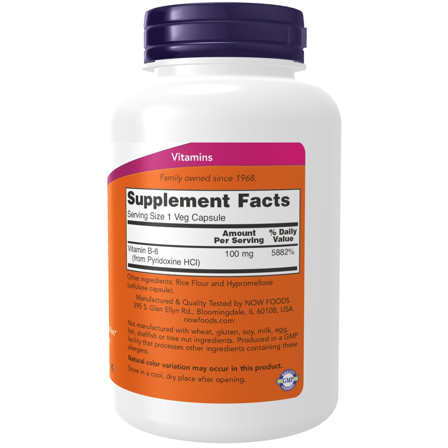 Vitamin B-6 100 mg - 250 Veg Capsules
