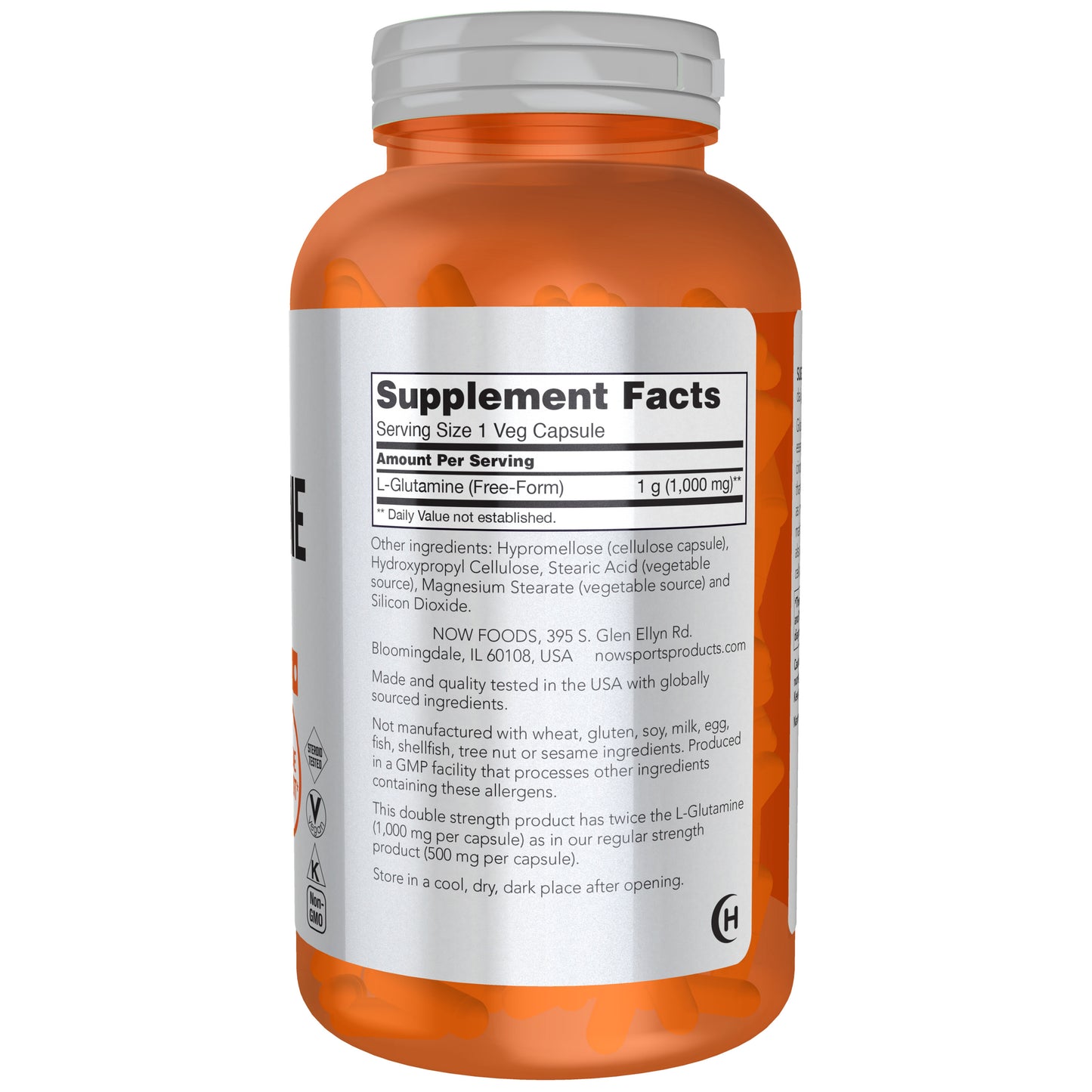 L-Glutamine, Double Strength 1000 mg - 240 Veg Capsules