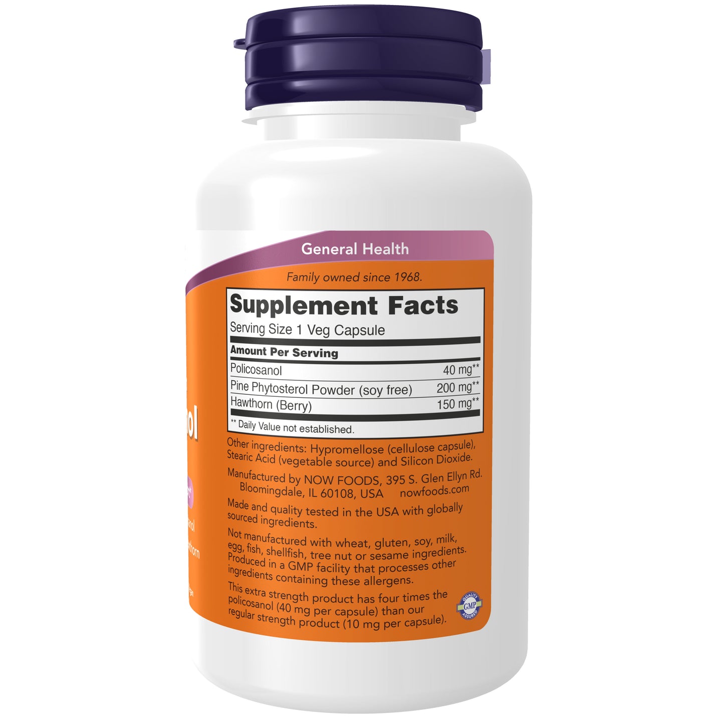 Policosanol, Extra Strength 40 mg - 90 Veg Capsules