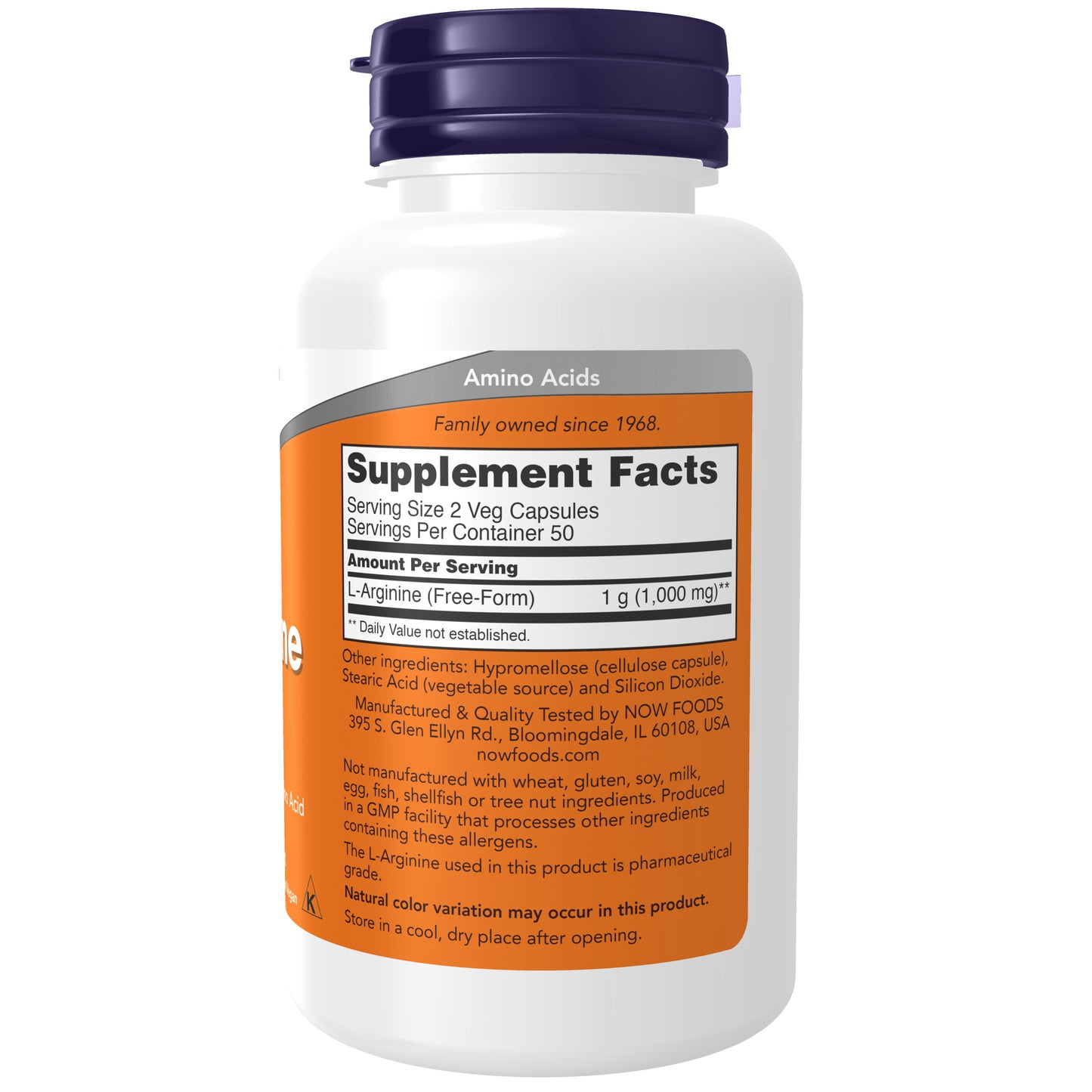 L-Arginine 500 mg - 100 Veg Capsules