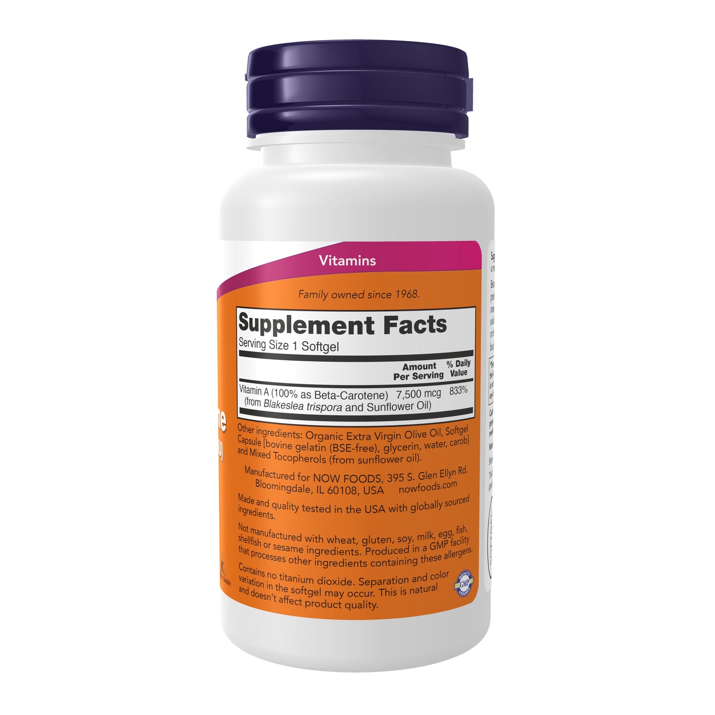 Beta Carotene, Natural 7,500 mcg - 90 Softgels