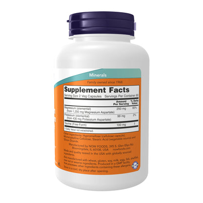 Magnesium & Potassium Aspartate - 120 Veg Capsules